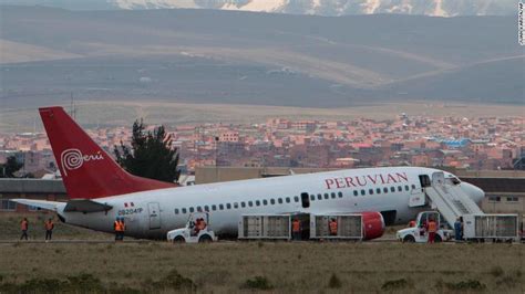 Plane skids off runway at Bolivian airport