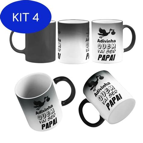 Kit 4 Caneca Mágica Revelação Gravidez Dia Dos Pais Vai Ser Amei Nem