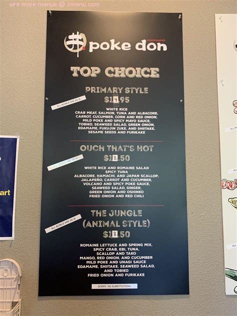 Menu At Poke Don Fast Food San Ramon