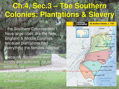 Ppt Ch Sec The Southern Colonies Plantations Slavery