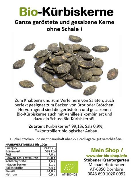 Kürbiskerne geröstet und gesalzen ganz Bio 500gr kaufen