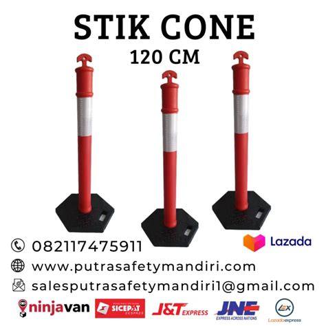 STICK CONE 120 CM BOLLARD DELINEATOR TIANG TRAFFIC BASE RUBBER PENGAMAN