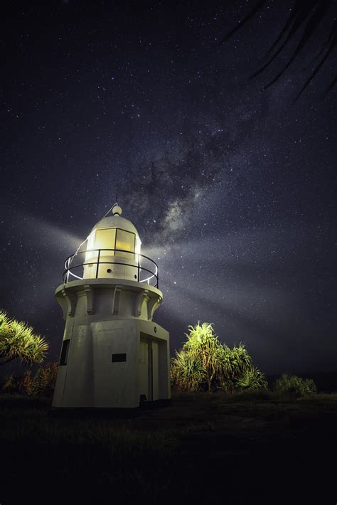 The Milky Way Over Fingal Head Lighthouse Australia Oc X