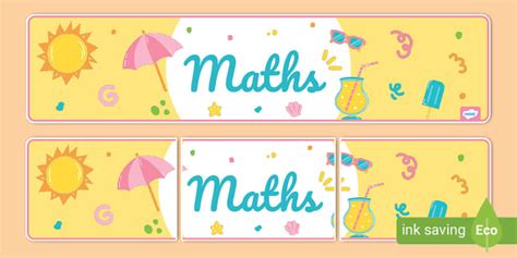 👉 Summer Vibes Themed Maths Banner Teacher Made