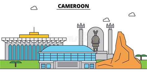 Forma De País Del Mapa De Esquema De Camerún Ilustración Del Vector