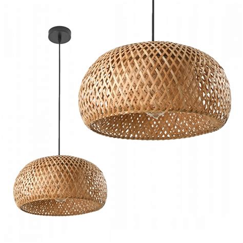 Lampa Boho Sufitowa Bambusowa Pleciona E Naturalna Cm