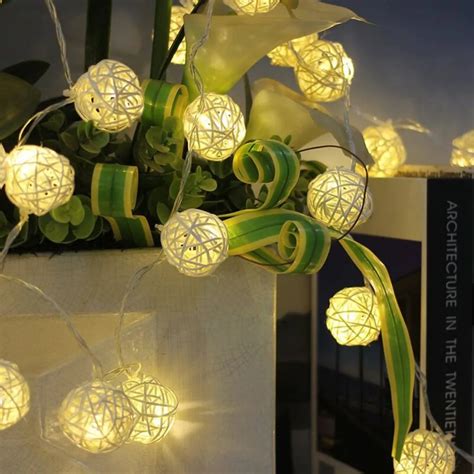 Rattan Ball Led String Light M M M Led Warm White Fairy Light