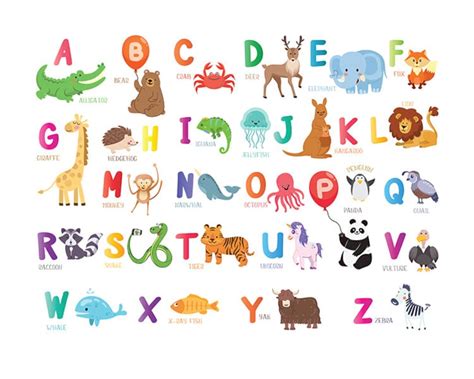 Animal alphabet print PRINTABLE ABC chart Kids wall art Safari | Etsy