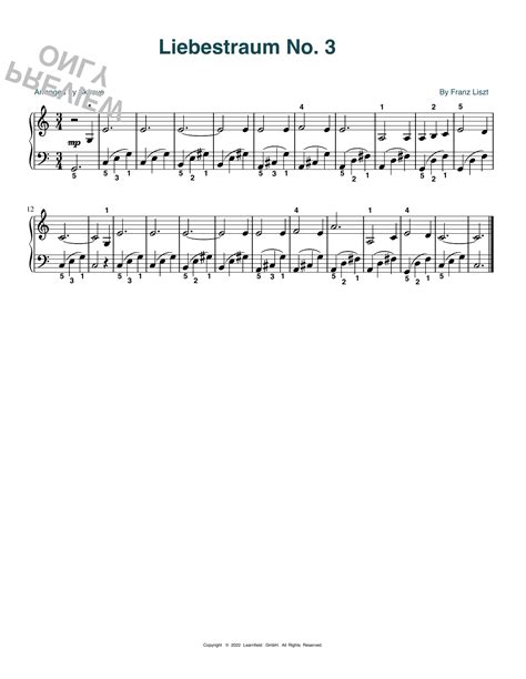 Franz Liszt Liebestraum No 3 Arr Skoove Sheet Music Chords