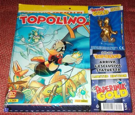 TOPOLINO 3419 CON Statua Di Paperinik Gold Limited Edition Nuovo