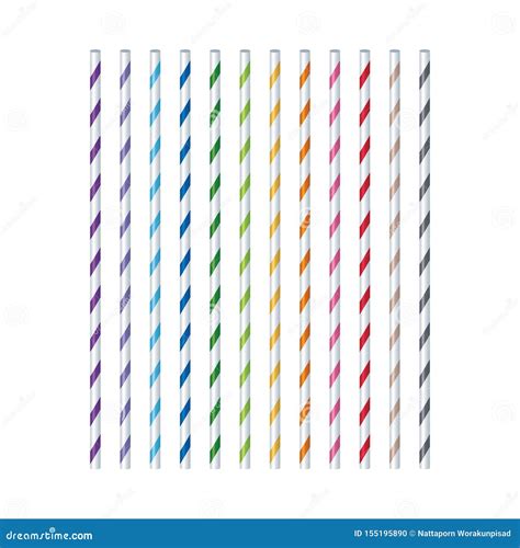 Set Of Colorful Drinking Straws Isolated On White Background Stock