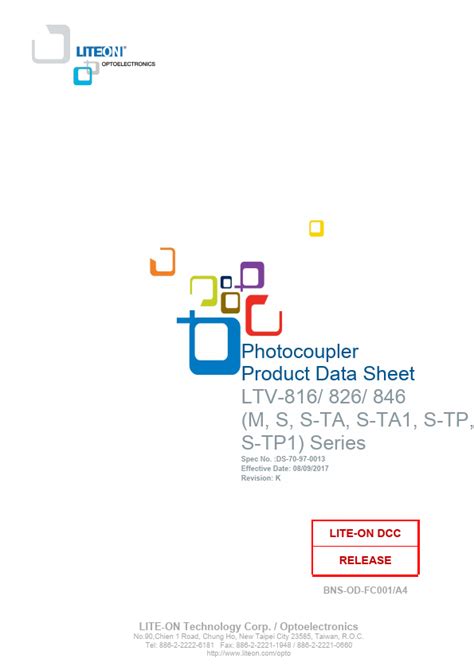 LTV 826S TA1 Datasheet Pdf LITE ON Electronics