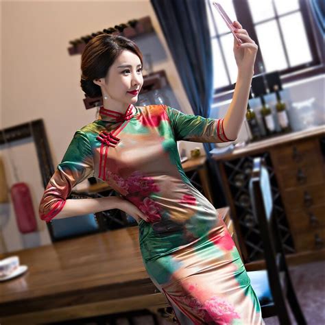 Sheng Coco Cheongsam Women Long Dress Qipao Chinese Style Long