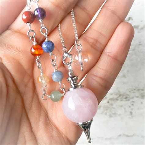 Rose Quartz Teardrop Chakra Pendulum