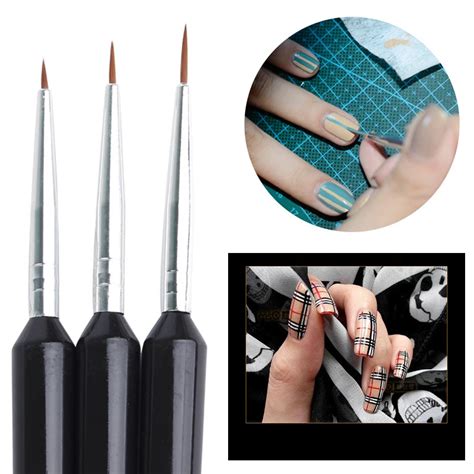 Elecool Pcs Nail Brush Black Handle Dotting Paint Brushes Uv Gel Liner