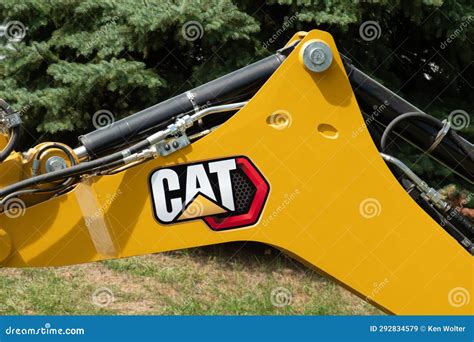 Caterpillar Heavy Equipment Close Up And Trademark Logo Editorial Stock