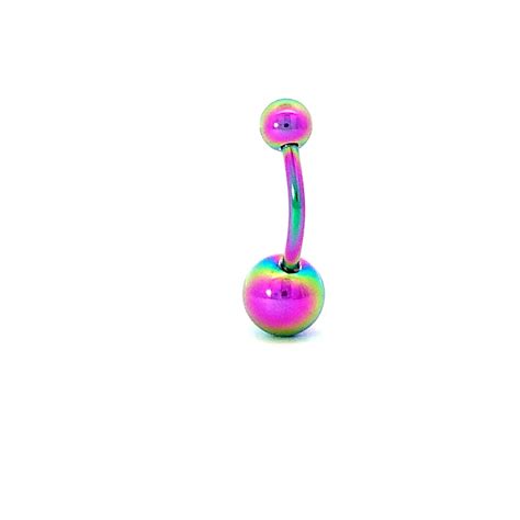 Rainbow Belly Button Ring Dainty Belly Ring Floating Navel Etsy