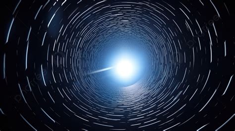 Dark Space Tunnel With Star Through Blue Light Background 3d