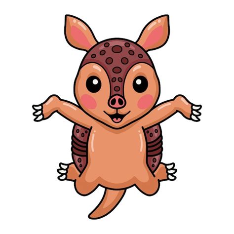 Lindo Peque O Armadillo Posando De Dibujos Animados Vector Premium