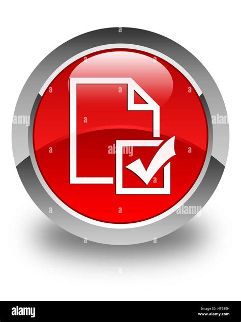 Survey Icon Isolated On Glossy Red Round Button Abstract Illustration