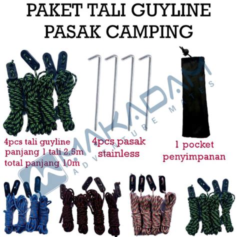 Jual Paket Tali Flysheet Guyline Pasak Tenda Stopper Tali Tenda Camping