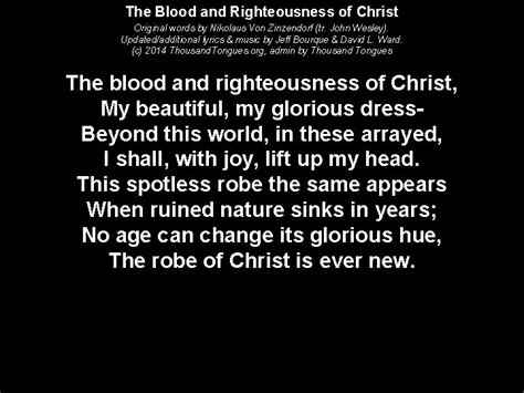 The Blood And Righteousness Of Christ Original Words