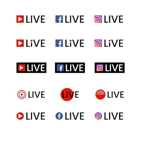 Live Stream Social Media Symbole Gesetzt Premium Vektor