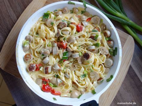 Bratwurst Nudelpfanne Mit Champignons Meinestube