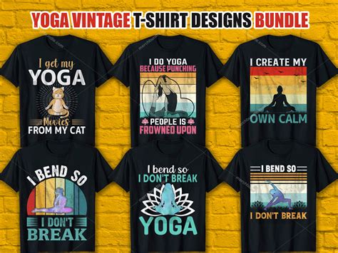 Yoga Vintage T Shirt Design Bundle T Shirt Design Bundle