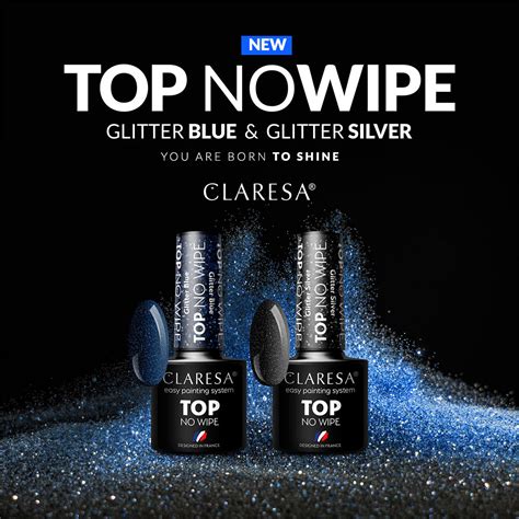 CLARESA TOP NO WIPE 5 Ml Glitter Blue CLARESA The Biggest GEL