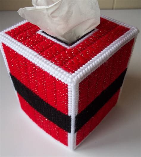 Christmas Santa Tissue Box Cover Plastic Canvas Tissue Cover Etsy