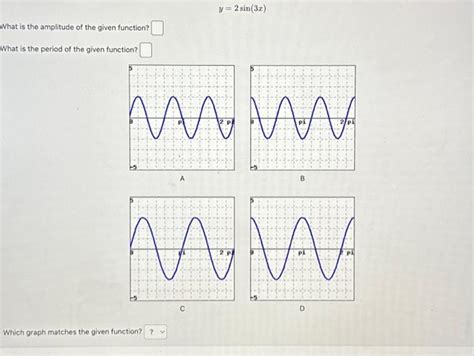 Solved y=2sin(3x) What is the amplitude of the given | Chegg.com