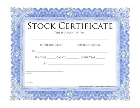 Microsoft Stock Certificate Template | Daishu for Free Stock ...