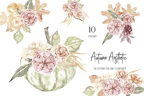 Autumn Flowers Clipart Fall Aesthetic Graphic By Gingernatyart