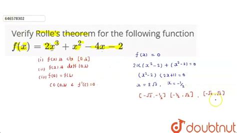 Verify Rolles Theorem For The Following Function Fx 2x3 X2