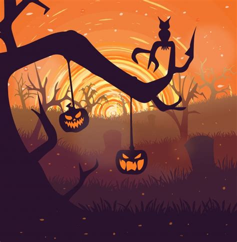 Spooky Pumpkin Colorful Landscape, Abstract Digital painting or illustration for sale by ...