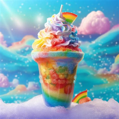 Premium Photo A Rainbow Ice Cream Cone With Rainbows On It