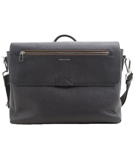 Paul Smith Paul Smith Mens Blue Leather Messenger Bag Paulsmith