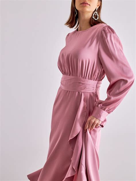 Pink satin dress Elina | glash.