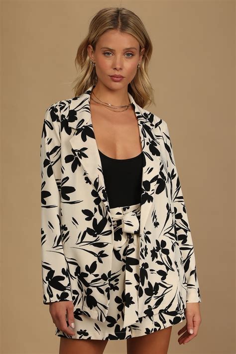 Lush Cream Floral Blazer Floral Print Blazer Womens Blazers Lulus