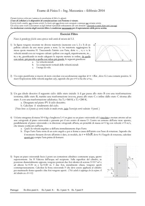 Prova D Esame Svolta Fisica Febbario Esame Di Fisica I Ing