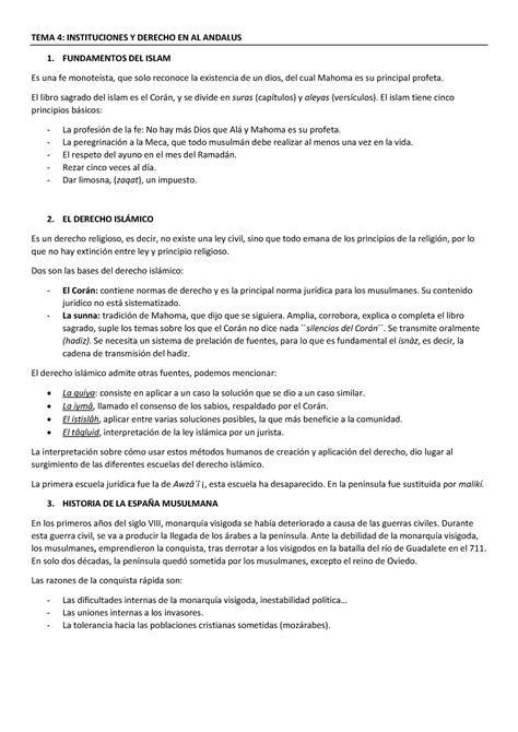 TEMA 4 Instituciones Y Derecho EN AL Andalus TEMA 4 INSTITUCIONES Y