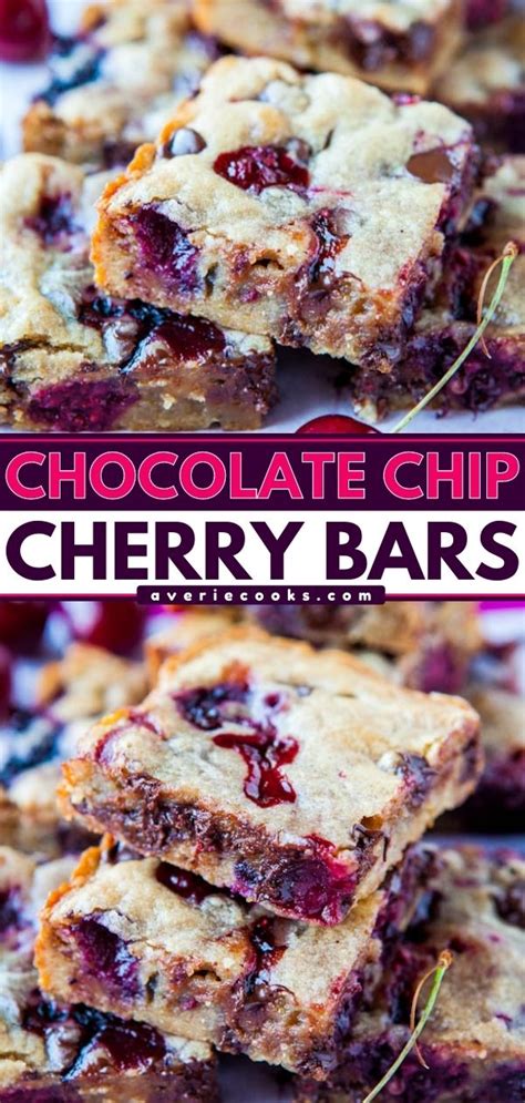 Chocolate Chip Cherry Bars Easy Cherry Dessert Averie Cooks