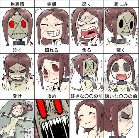 Safebooru Anger Vein Angry Black Sclera Brown Hair Chart Expressions Kasugai De Tteiu Mask