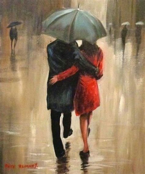 Lovers In The Rain Rain Art Umbrella Art Fine Art