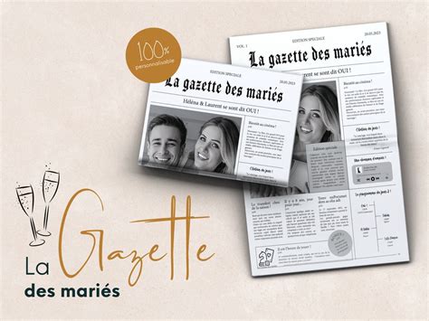 Gazette Des Mari S Journal Des Mari S A Personnaliser Etsy France