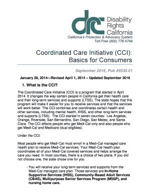 Fillable Online Coordinated Care Initiative Cci Coordinated Care