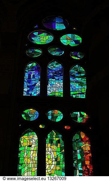 Stained Glass Window At The Basilica I Temple Expiatori De La Sagrada