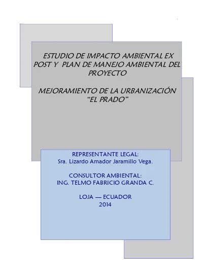 ESTUDIO DE IMPACTO AMBIENTAL EX POST Y PLAN DE MANEJO AMBIENTAL DEL