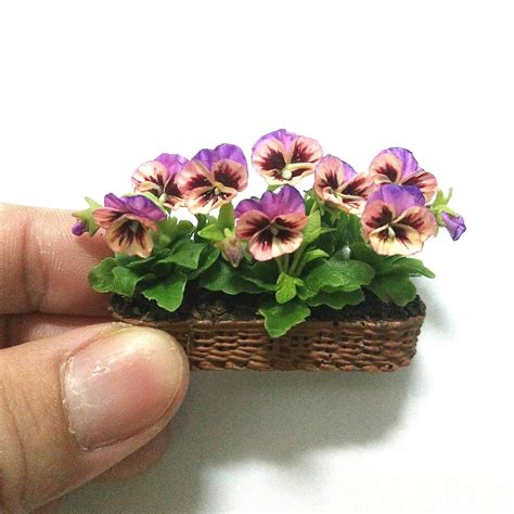 Dollhouse Miniatures Handmade Flower Clay Garden Pansy Flower Etsy In